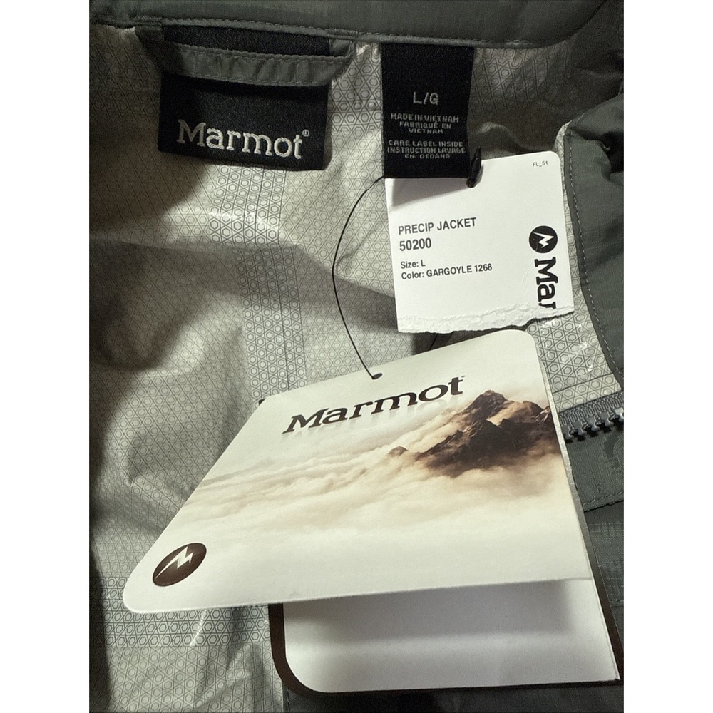 Men's Marmot Precip 50200 Hooded Rain Jacket Large (gargoyle) New With Tags - Picture 11 of 15